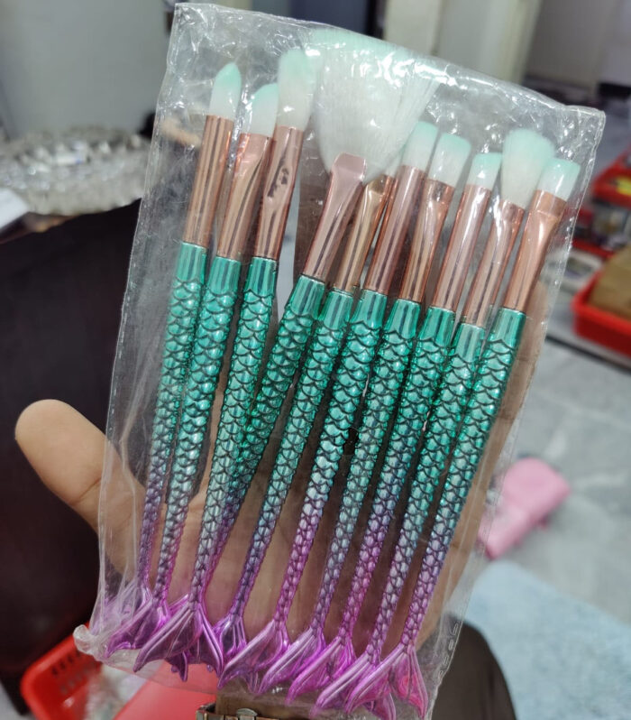 Mermaid Tail Makeup Brush 10 Pcs Set