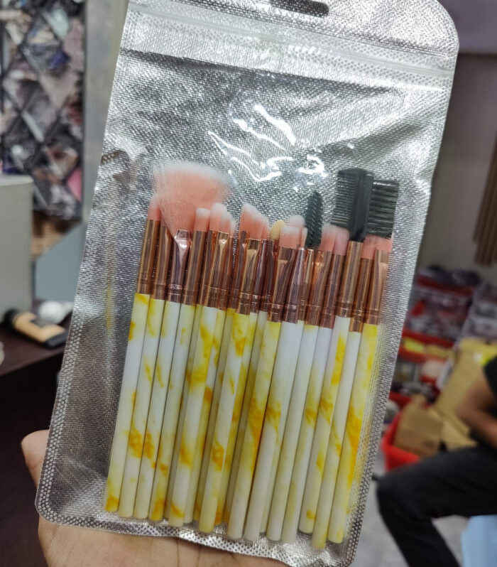 White-Yellow Marble Makeup Brush Set